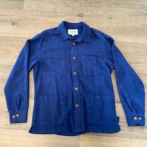 Corridor NYC French Blue Linen/Cotton Blend Open Weave Overshirt / Chore Coat